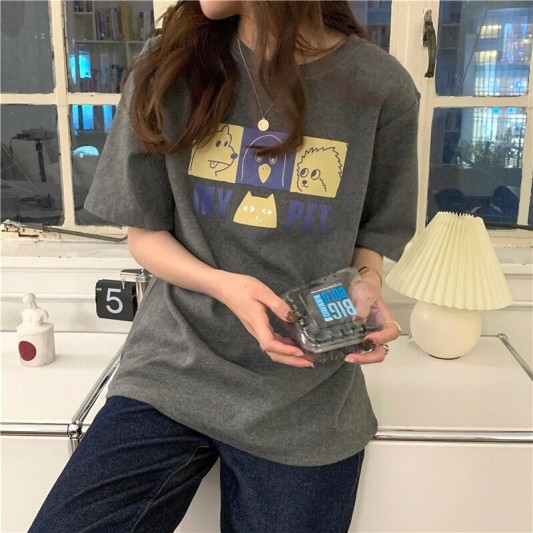 可爱卡通宽松短袖T恤